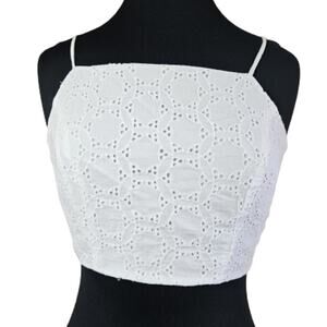 White Eyelet Crop Tank Top Size Large